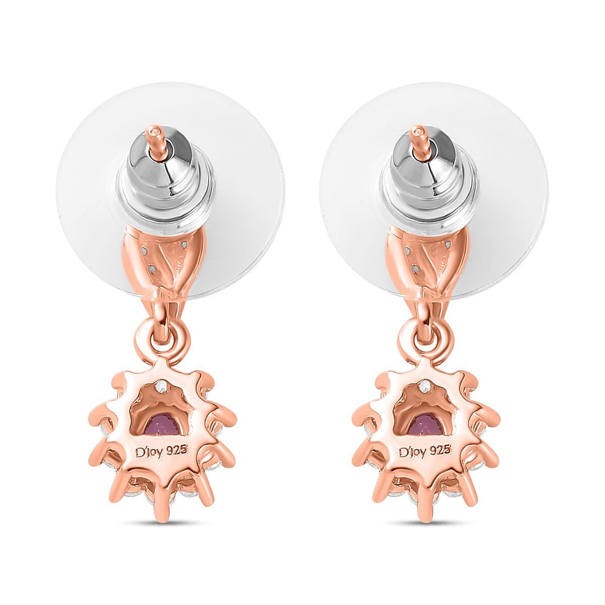 Radiant Ember Garnet and White Zircon Natures Majesty Earrings in 18K Vermeil Rose Gold Over Sterling Silver 0.70 ctw