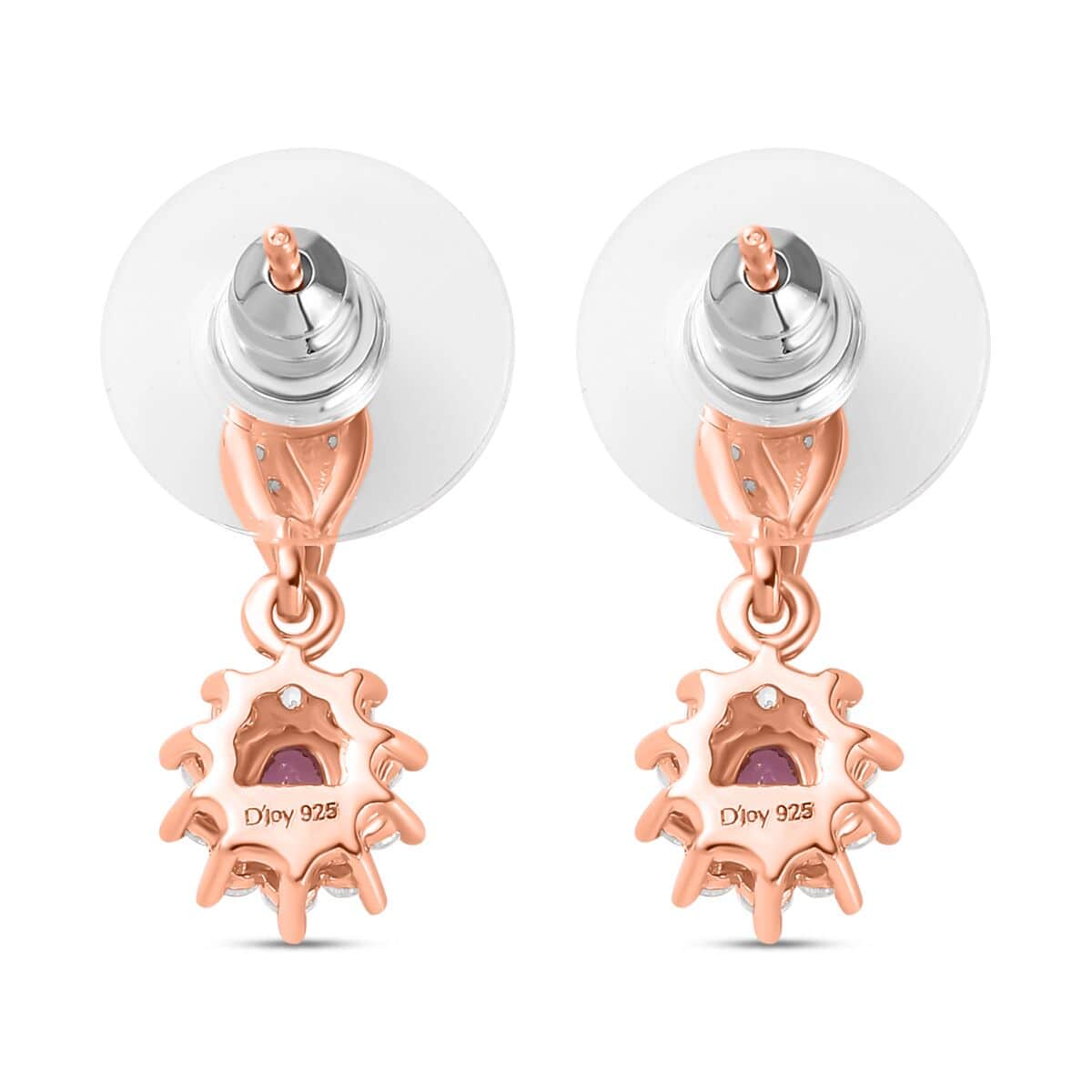 Radiant Ember Garnet and White Zircon Natures Majesty Earrings in 18K Vermeil Rose Gold Over Sterling Silver 0.70 ctw image number 3