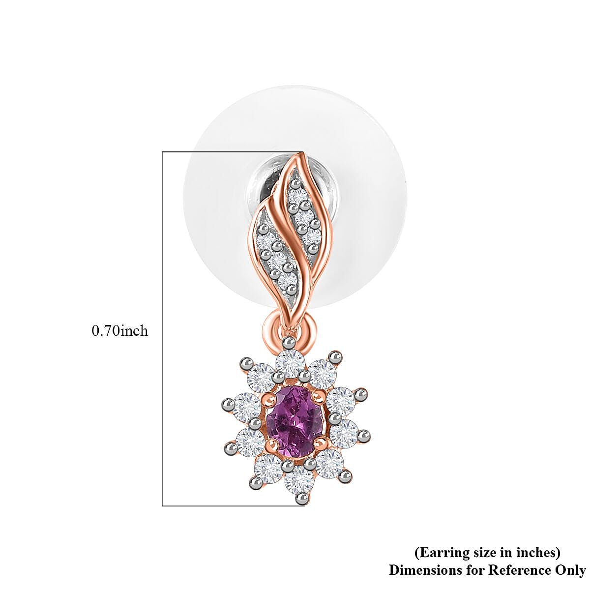 Radiant Ember Garnet and White Zircon Natures Majesty Earrings in 18K Vermeil Rose Gold Over Sterling Silver 0.70 ctw