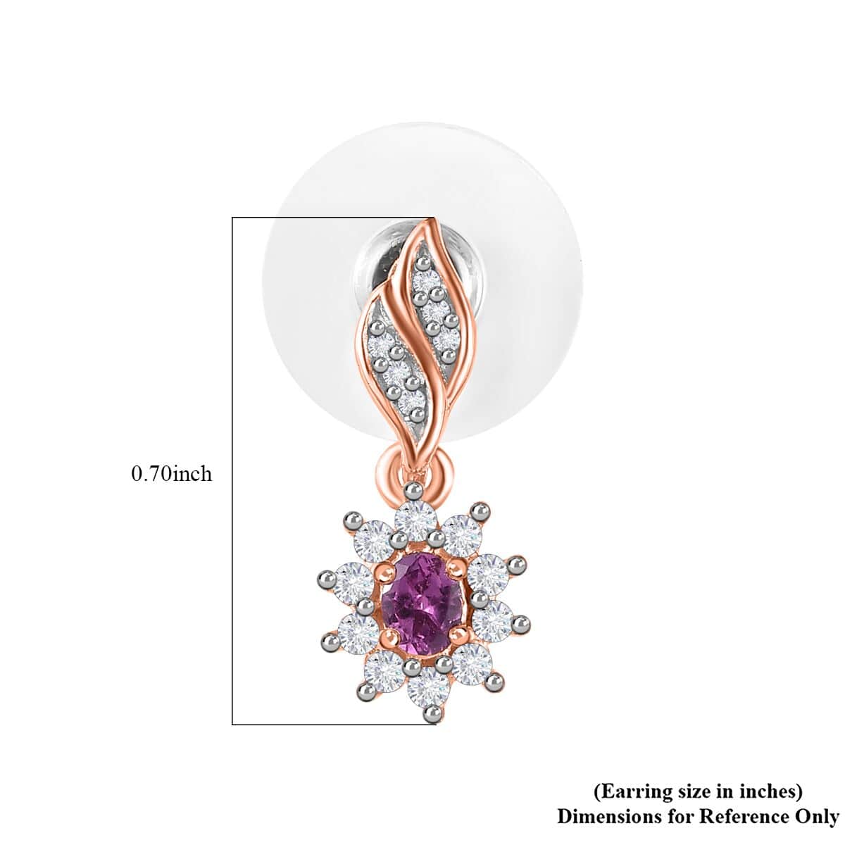 Radiant Ember Garnet and White Zircon Natures Majesty Earrings in 18K Vermeil Rose Gold Over Sterling Silver 0.70 ctw image number 4