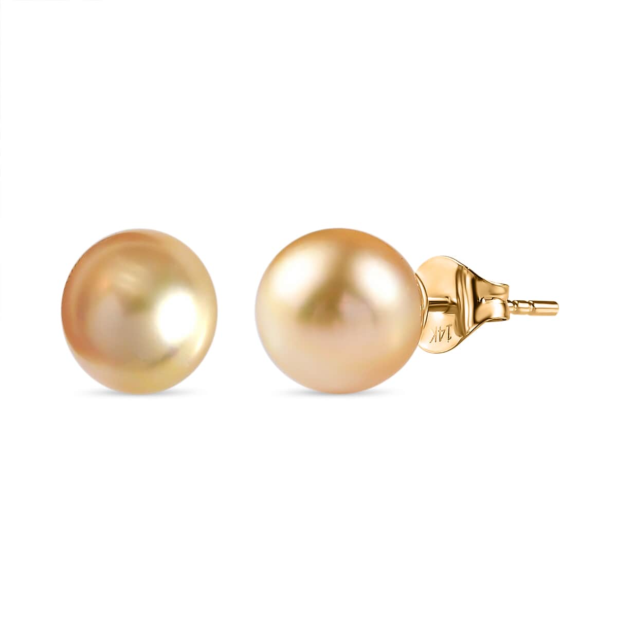 Luxoro 14K Yellow Gold Premium Golden South Sea Pearl Stud Earrings image number 0