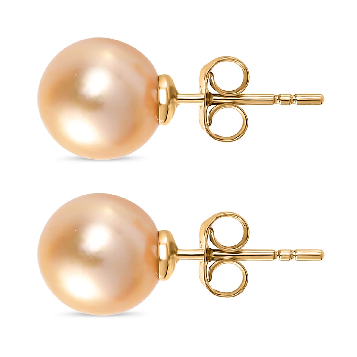 Luxoro 14K Yellow Gold Premium Golden South Sea Pearl Stud Earrings image number 3