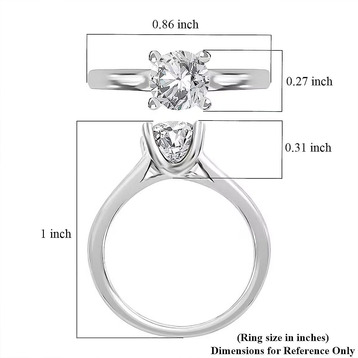 Diamond G-H I3 1.50 ctw Solitaire Ring in 14K White Gold (Size 7.0) image number 6