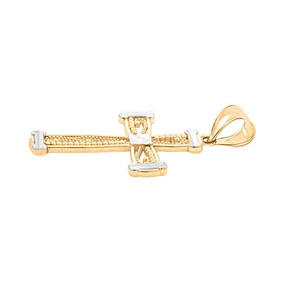 10K Yellow and White Gold Cross Pendant 1.20 Grams