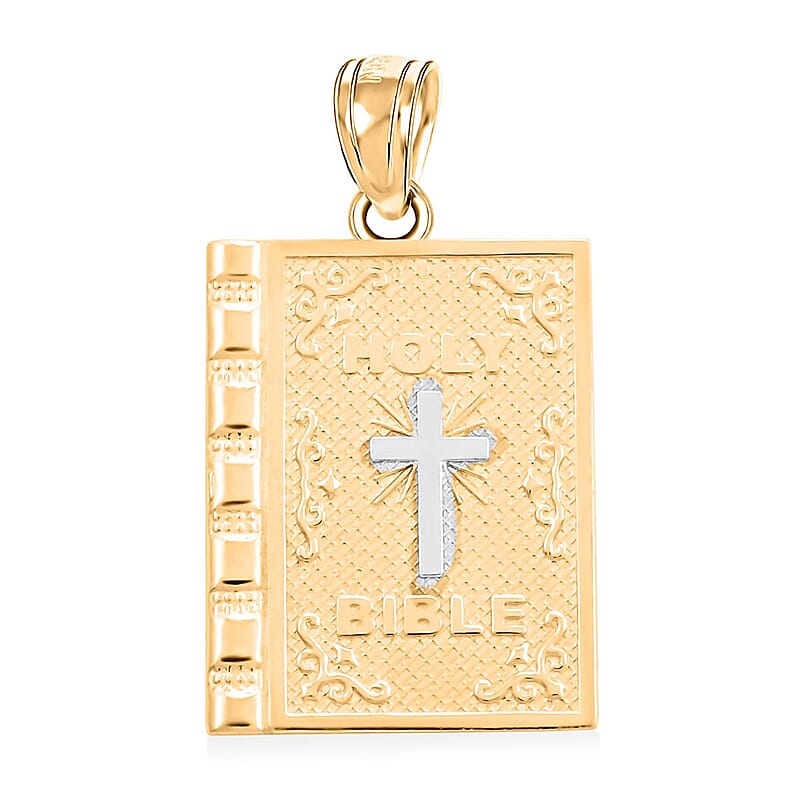 10K Yellow and White Gold Holy Bible Pendant 1.40 Grams