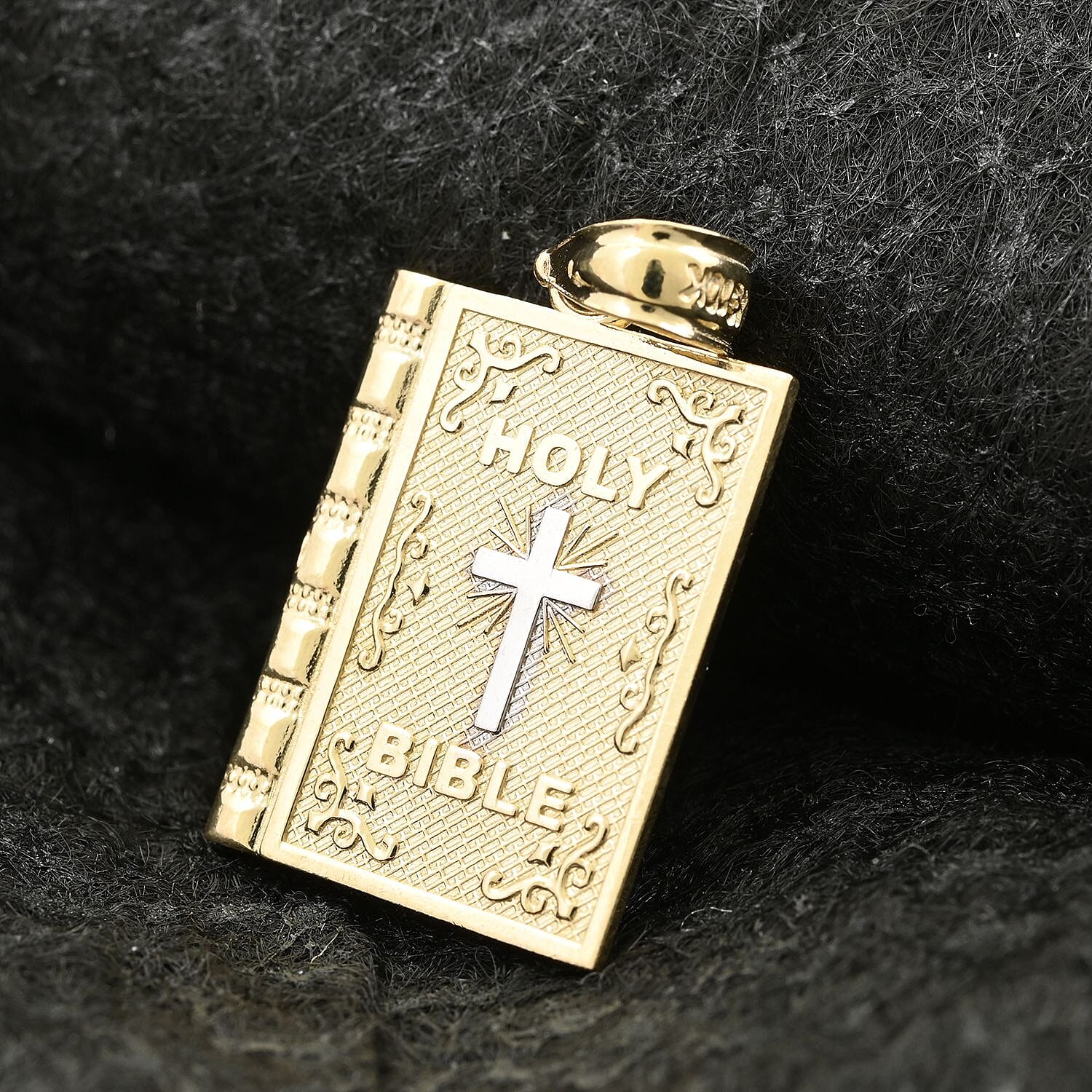 10K Yellow and White Gold Holy Bible Pendant 1.40 Grams