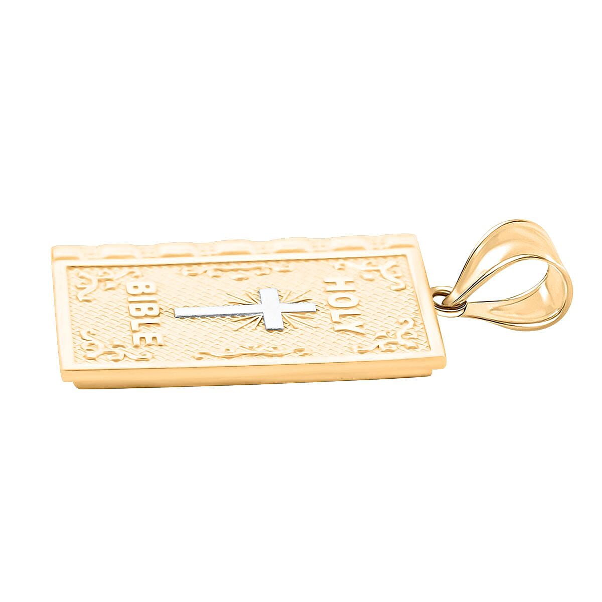 10K Yellow and White Gold Holy Bible Pendant 1.40 Grams