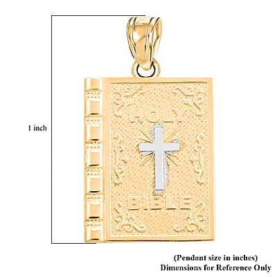 10K Yellow and White Gold Holy Bible Pendant 1.40 Grams