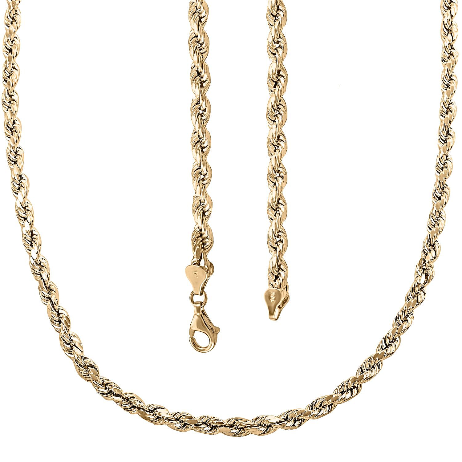6mm Rope Chain Necklace in 10K Yellow Gold 12.50 Frams 24 Inches