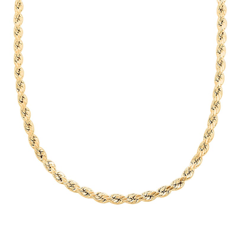 10K Yellow Gold 7.5mm Rope Chain Necklace 24 Inches 19.20 Grams