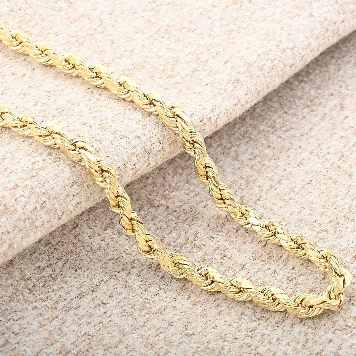 10K Yellow Gold 7.5mm Rope Chain Necklace 24 Inches 19.20 Grams image number 1