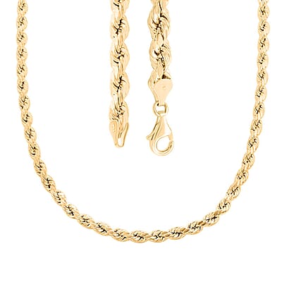 10K Yellow Gold 7.5mm Rope Chain Necklace 24 Inches 19.20 Grams