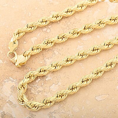 10K Yellow Gold 7.5mm Rope Chain Necklace 26 Inches 20.80 Grams