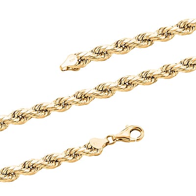 10K Yellow Gold 7.5mm Rope Chain Necklace 26 Inches 20.80 Grams