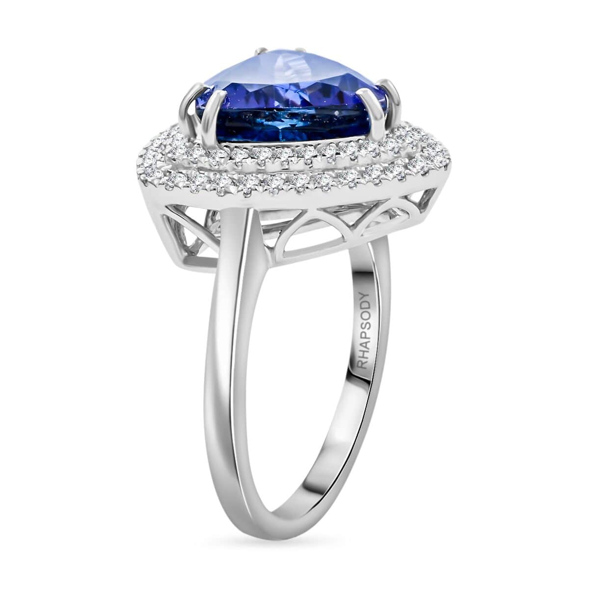 Certified & Appraised Rhapsody 950 Platinum AAAA Tanzanite, Diamond (E-F, VS) (0.37 cts) Ring (Size 10.0) (7.30 g) 4.00 ctw image number 3