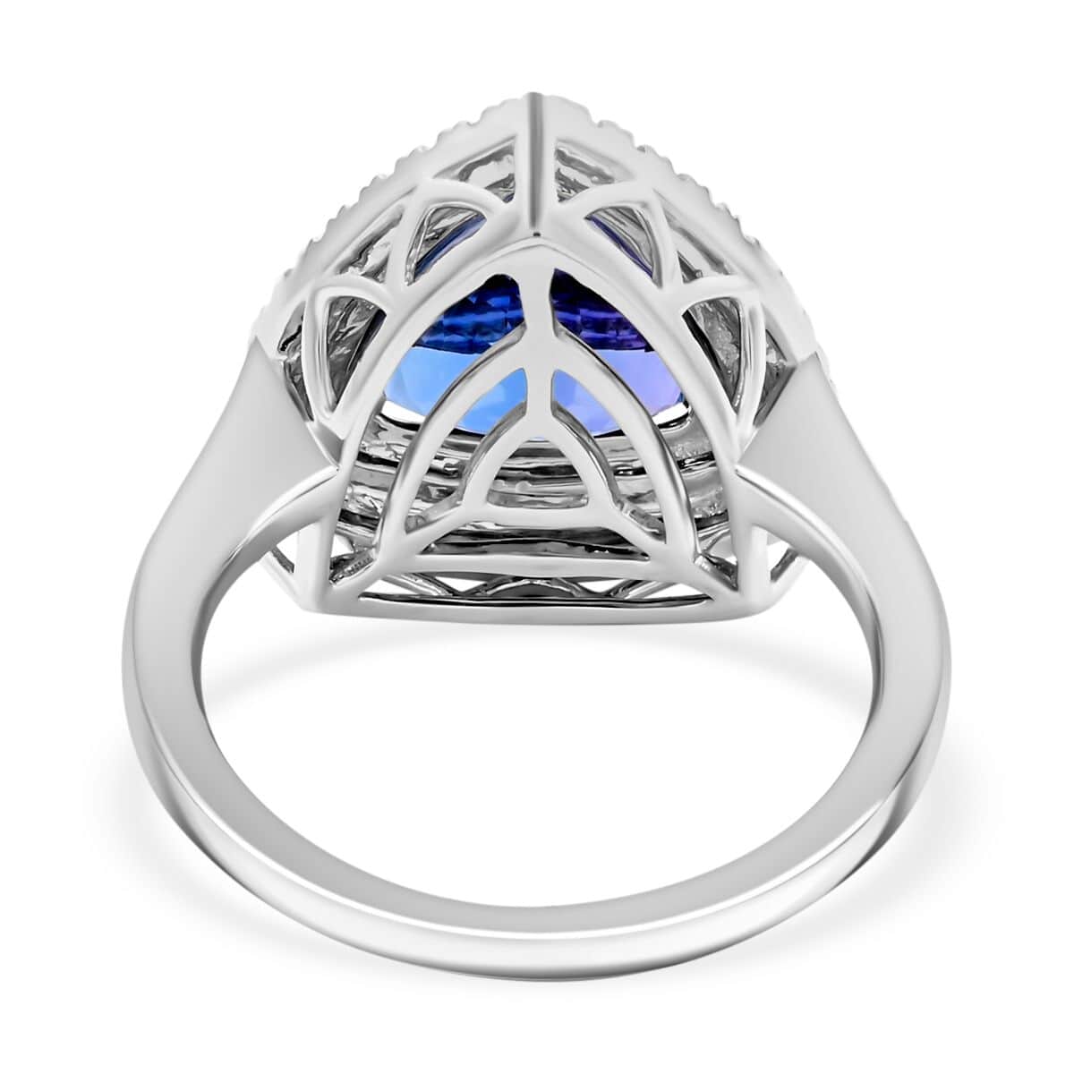 Certified & Appraised Rhapsody 950 Platinum AAAA Tanzanite, Diamond (E-F, VS) (0.37 cts) Ring (Size 10.0) (7.30 g) 4.00 ctw image number 4