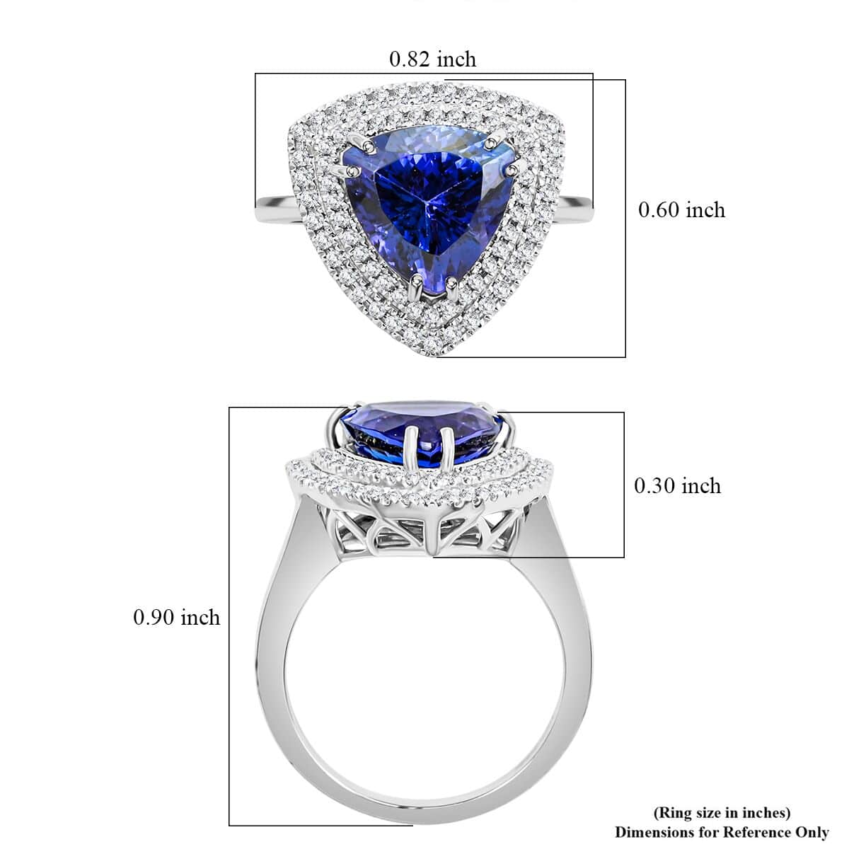 Certified & Appraised Rhapsody 950 Platinum AAAA Tanzanite, Diamond (E-F, VS) (0.37 cts) Ring (Size 10.0) (7.30 g) 4.00 ctw image number 5