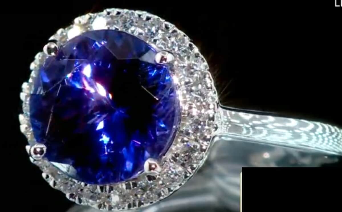 Certified & Appraised Rhapsody 950 Platinum AAAA Tanzanite, Diamond (E-F, VS) (0.30 cts) Ring (Size 10.0) (6.20 g) 3.00 ctw image number 0
