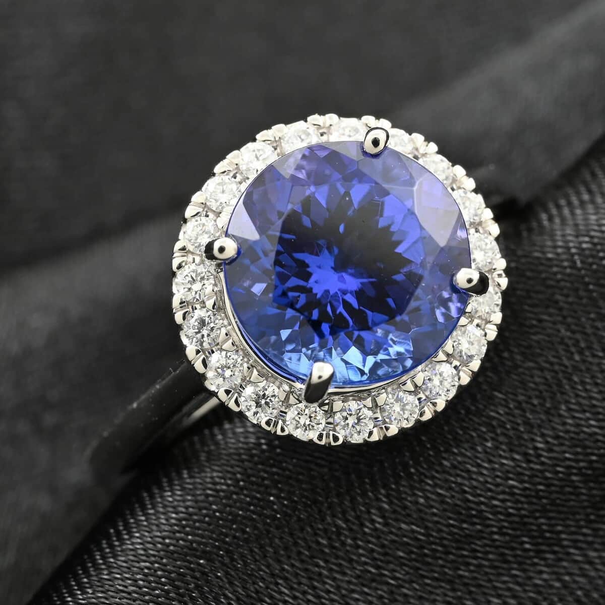 Certified & Appraised Rhapsody 950 Platinum AAAA Tanzanite, Diamond (E-F, VS) (0.30 cts) Ring (Size 10.0) (6.20 g) 3.00 ctw image number 1