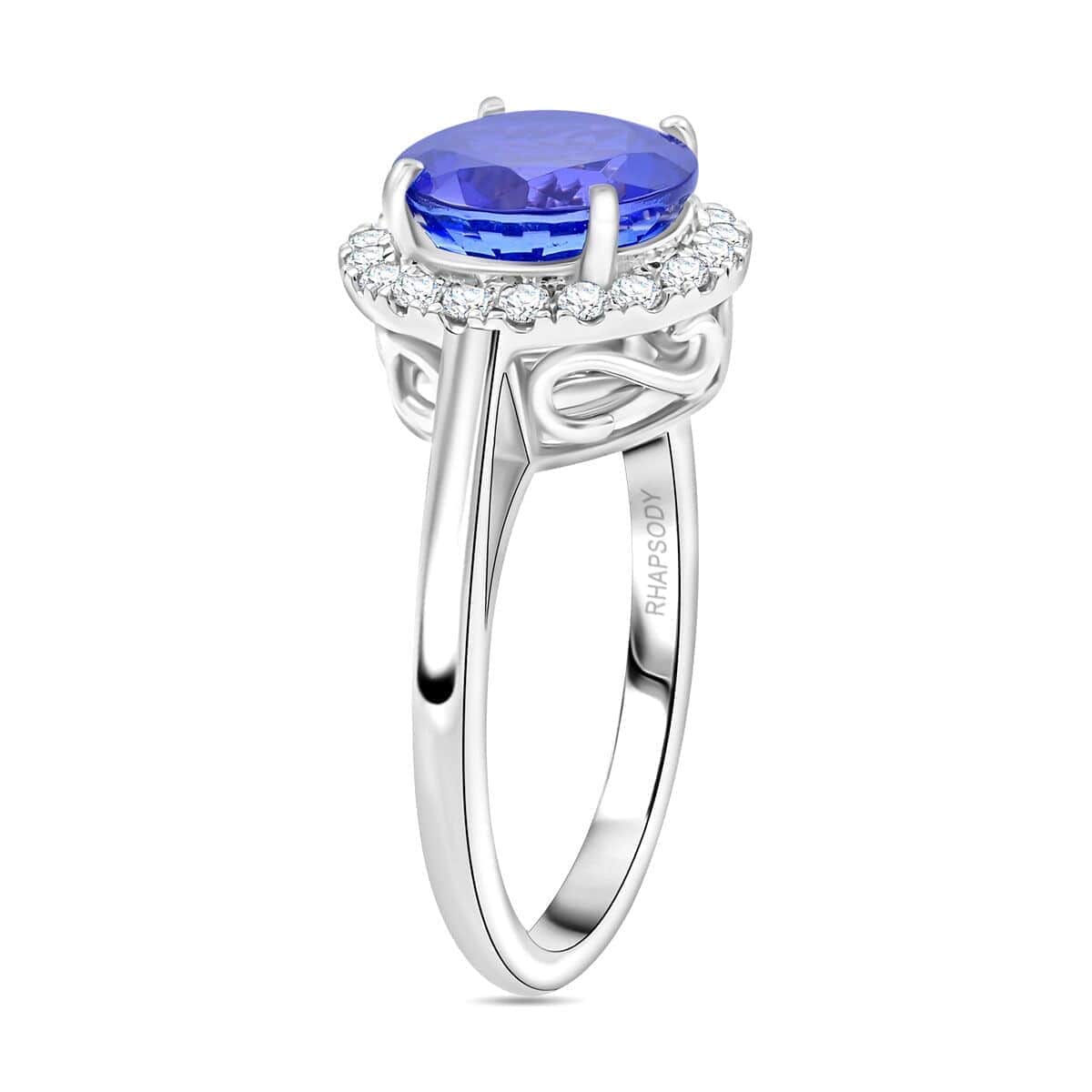 Certified & Appraised Rhapsody 950 Platinum AAAA Tanzanite, Diamond (E-F, VS) (0.30 cts) Ring (Size 10.0) (6.20 g) 3.00 ctw image number 3