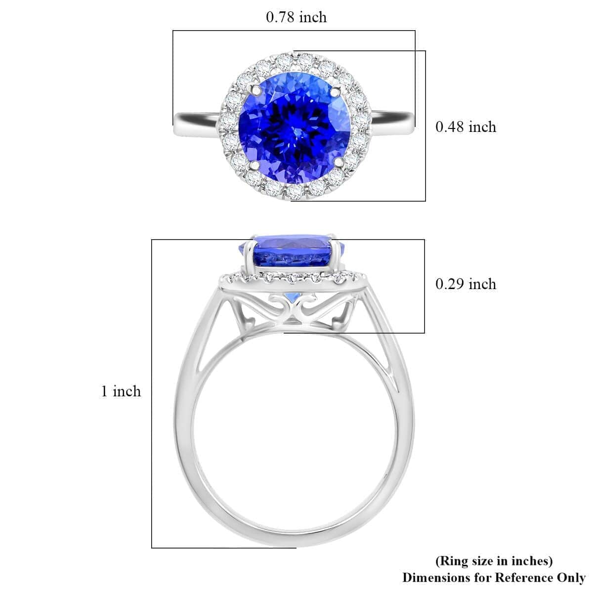 Certified & Appraised Rhapsody 950 Platinum AAAA Tanzanite, Diamond (E-F, VS) (0.30 cts) Ring (Size 10.0) (6.20 g) 3.00 ctw image number 5