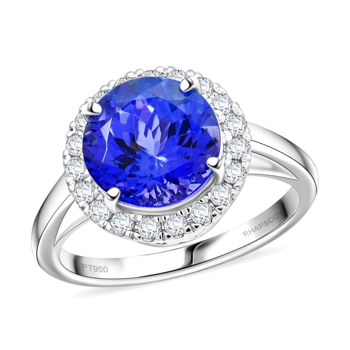 Certified & Appraised Rhapsody 950 Platinum AAAA Tanzanite and E-F VS Diamond Ring (Size 7.0) 6.20 Grams 3.00 ctw image number 0