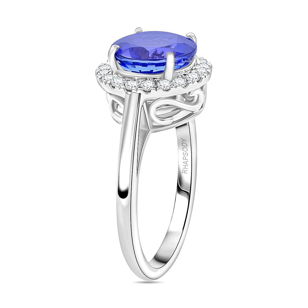 Certified & Appraised Rhapsody AAAA Tanzanite and E-F VS Diamond 3.00 ctw Ring in 950 Platinum (Size 9.0) 6.20 Grams image number 3