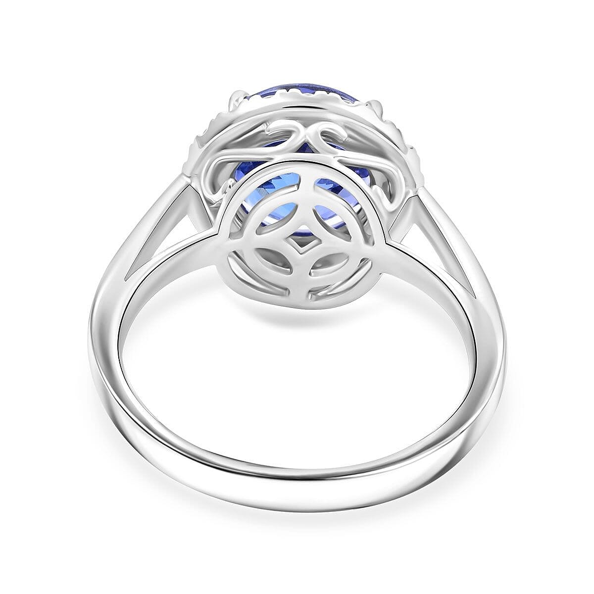Certified & Appraised Rhapsody AAAA Tanzanite and E-F VS Diamond 3.00 ctw Ring in 950 Platinum (Size 9.0) 6.20 Grams image number 4
