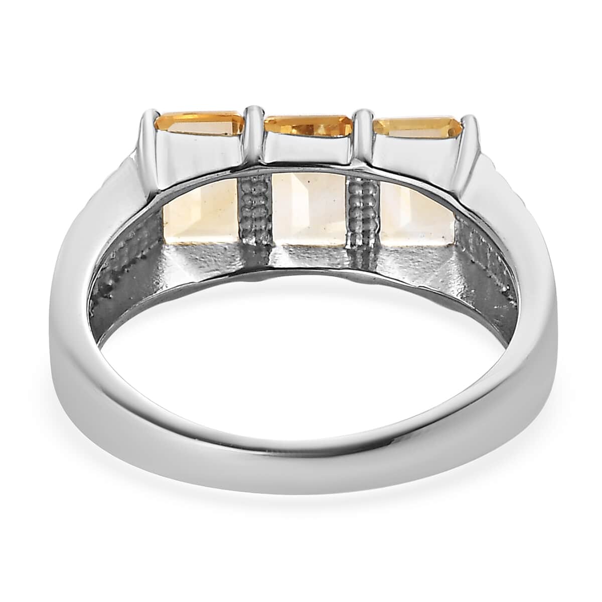 Brazilian Citrine 2.80 ctw 3 Stone Men's Ring in Stainless Steel (Size 11.0)  image number 4