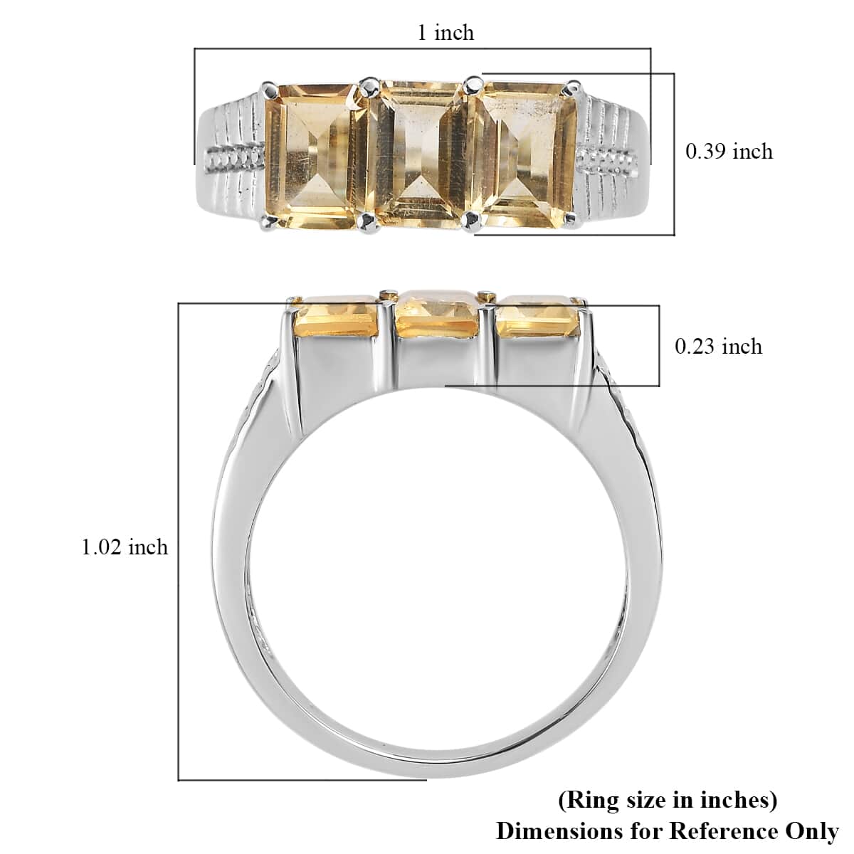 Brazilian Citrine 2.80 ctw 3 Stone Men's Ring in Stainless Steel (Size 11.0)  image number 5