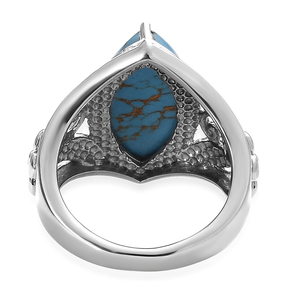 Mojave Blue Turquoise 5.60 ctw Solitaire Ring in Stainless Steel (Size 9.0) image number 4