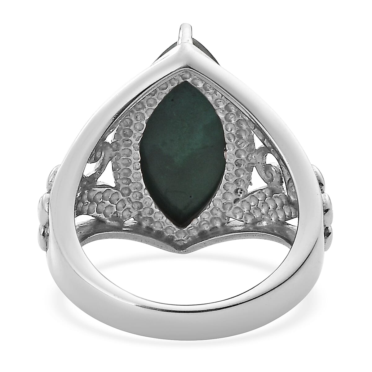 African Malachite 8.00 ctw Solitaire Ring in Stainless Steel (Size 7.0) image number 4
