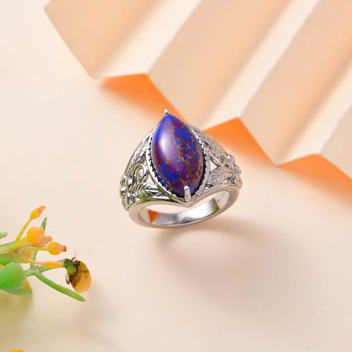 Mojave Purple Turquoise 5.75 ctw Solitaire Ring in Stainless Steel (Size 10.0) image number 1