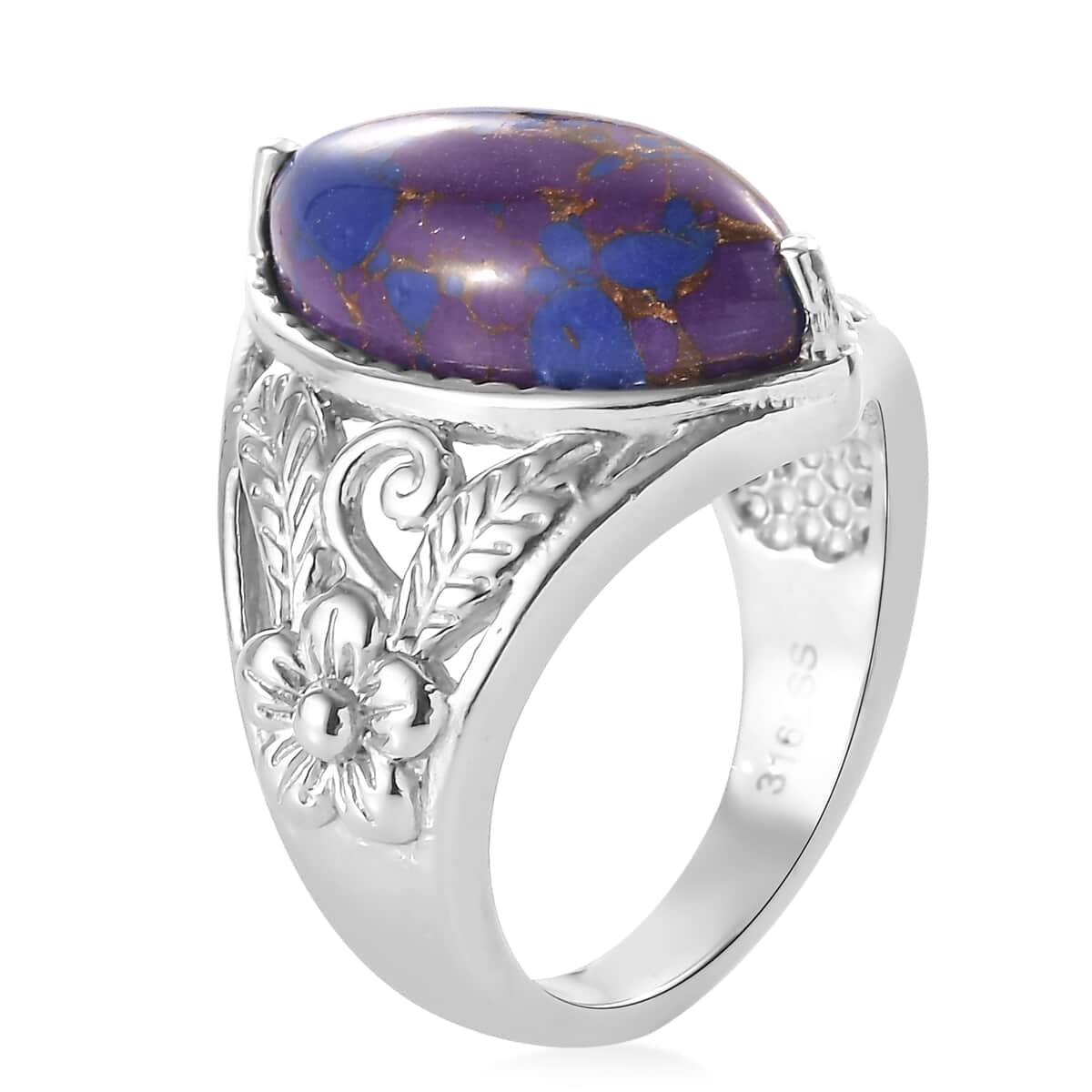 Mojave Purple Turquoise 5.75 ctw Solitaire Ring in Stainless Steel (Size 10.0) image number 3