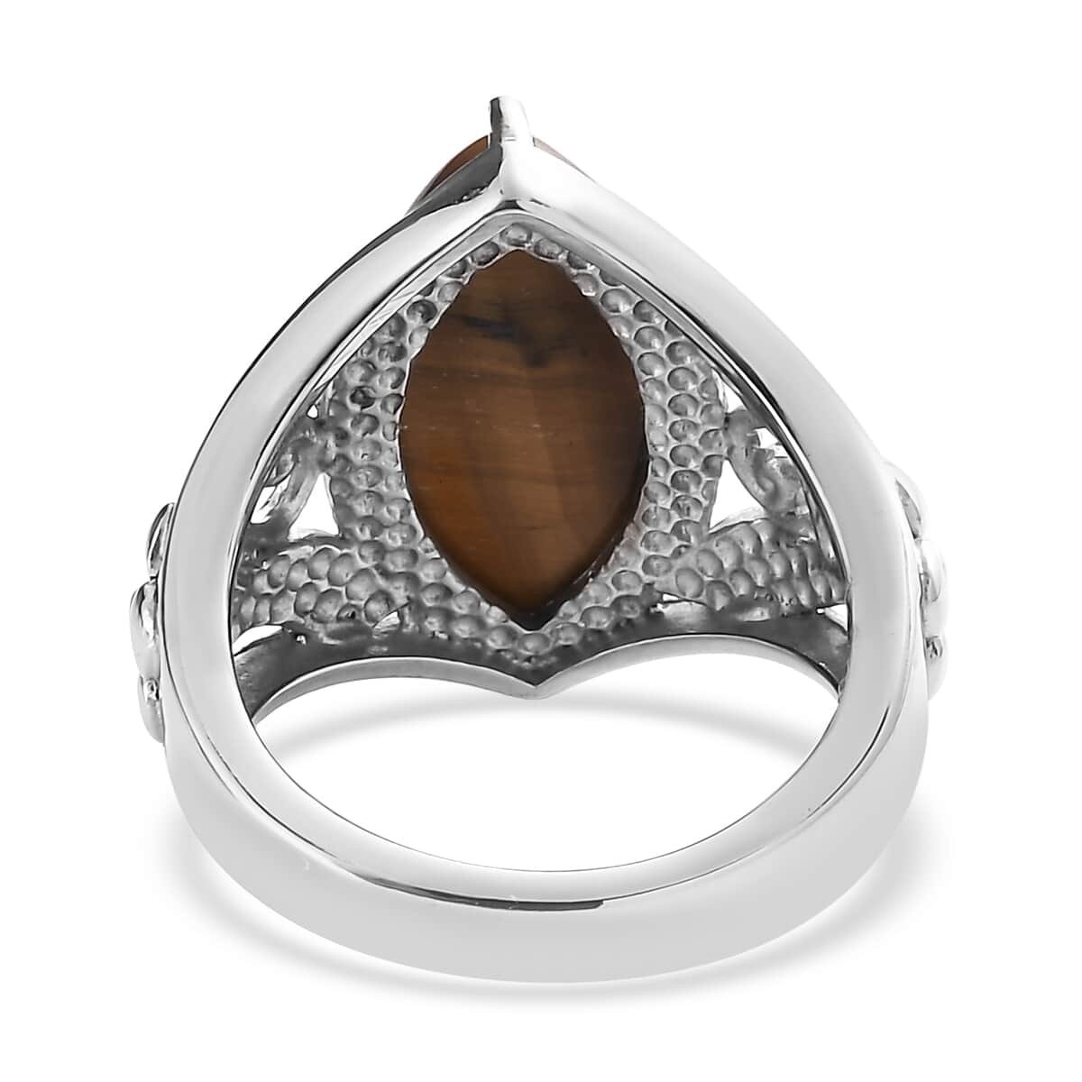 Tigers Eye 6.85 ctw Ring in Stainless Steel (Size 10.0)  image number 4