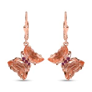 Morganique Quartz (Triplet) and Orissa Rhodolite Garnet Butterfly Earrings in 18K Vermeil Rose Gold Over Sterling Silver 8.65 ctw