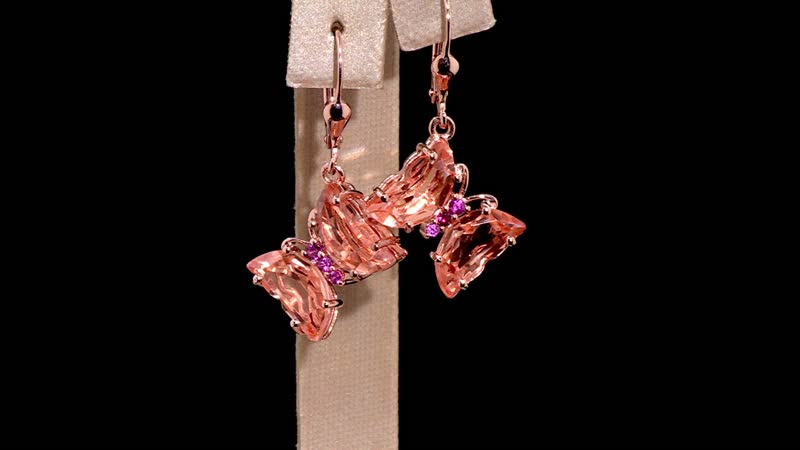 Morganique Quartz (Triplet) and Orissa Rhodolite Garnet Butterfly Earrings in 18K Vermeil Rose Gold Over Sterling Silver 8.65 ctw