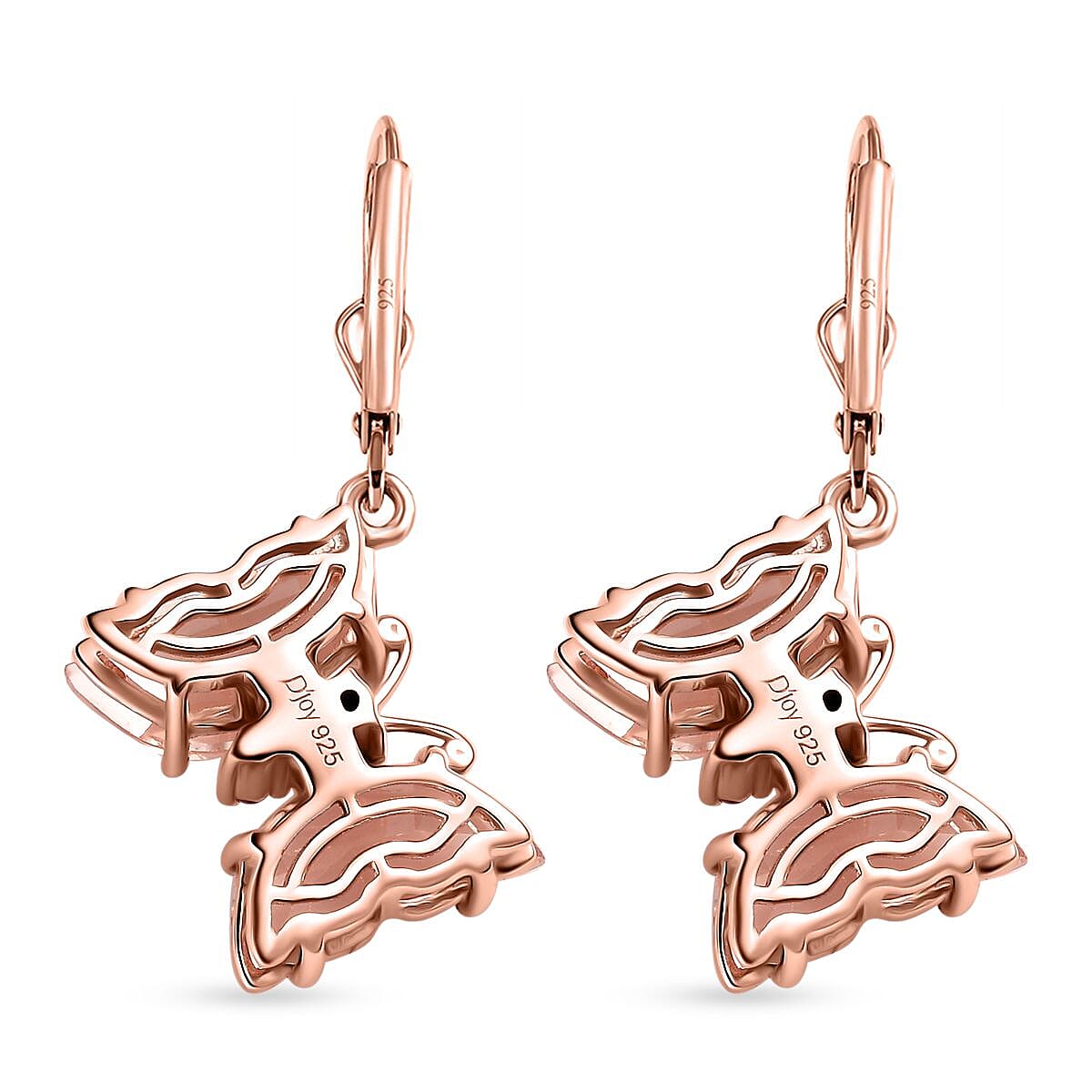 Morganique Quartz (Triplet) and Orissa Rhodolite Garnet Butterfly Earrings in 18K Vermeil Rose Gold Over Sterling Silver 8.65 ctw
