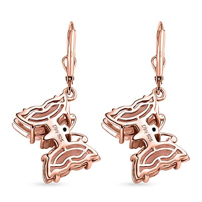Morganique Quartz (Triplet) and Orissa Rhodolite Garnet Butterfly Earrings in 18K Vermeil Rose Gold Over Sterling Silver 8.65 ctw