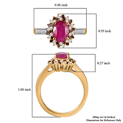 Premium Royal Ruby, Red and White Diamond 2.00 ctw Scarlet Whirlwind Ring in 18K Vermeil Yellow Gold Over Sterling Silver (Size 10.0)