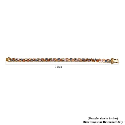 D'Joy Premium Multi Sapphire and Moissanite 8.50 ctw Art Deco Bracelet in 18K Vermeil Yellow Gold Over Sterling Silver (6.50 In)