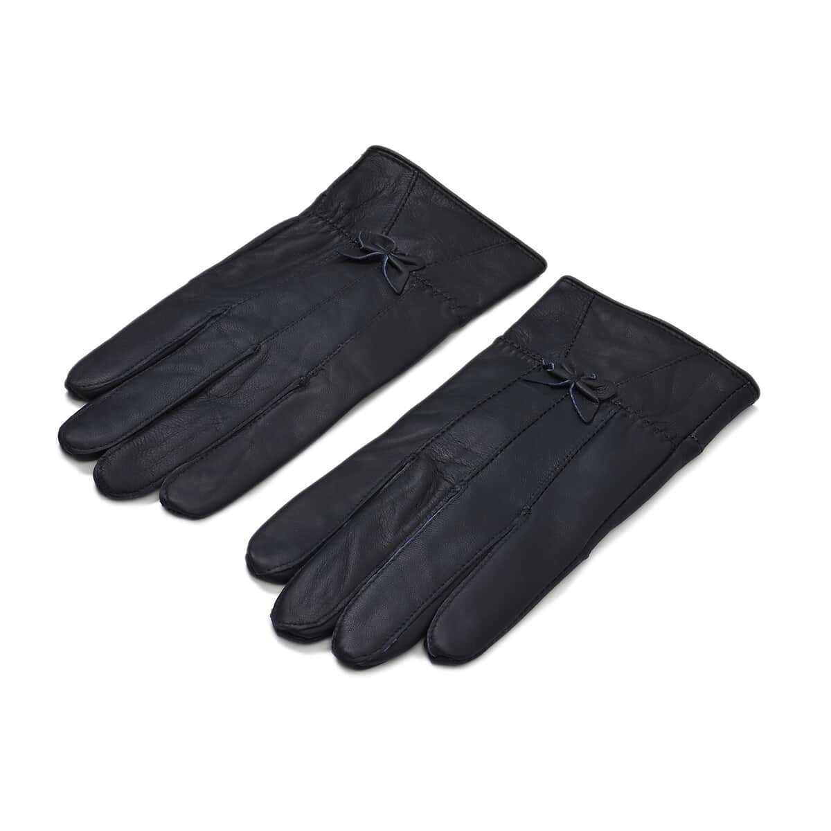 Blue Sheep Leather Gloves with First 2 Fingers Screen Touchable image number 0