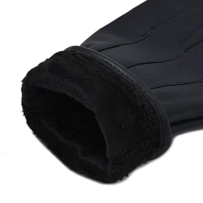 Blue Sheep Leather Gloves with First 2 Fingers Screen Touchable