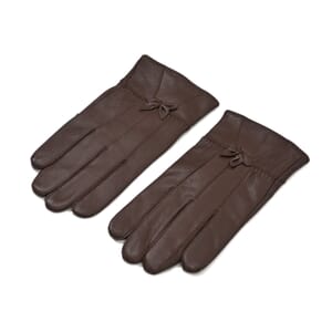 Brown Sheep Leather Gloves with First 2 Fingers Screen Touchable