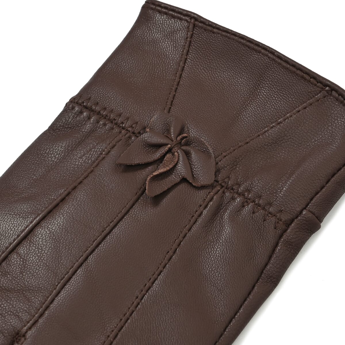 Brown Sheep Leather Gloves with First 2 Fingers Screen Touchable image number 2