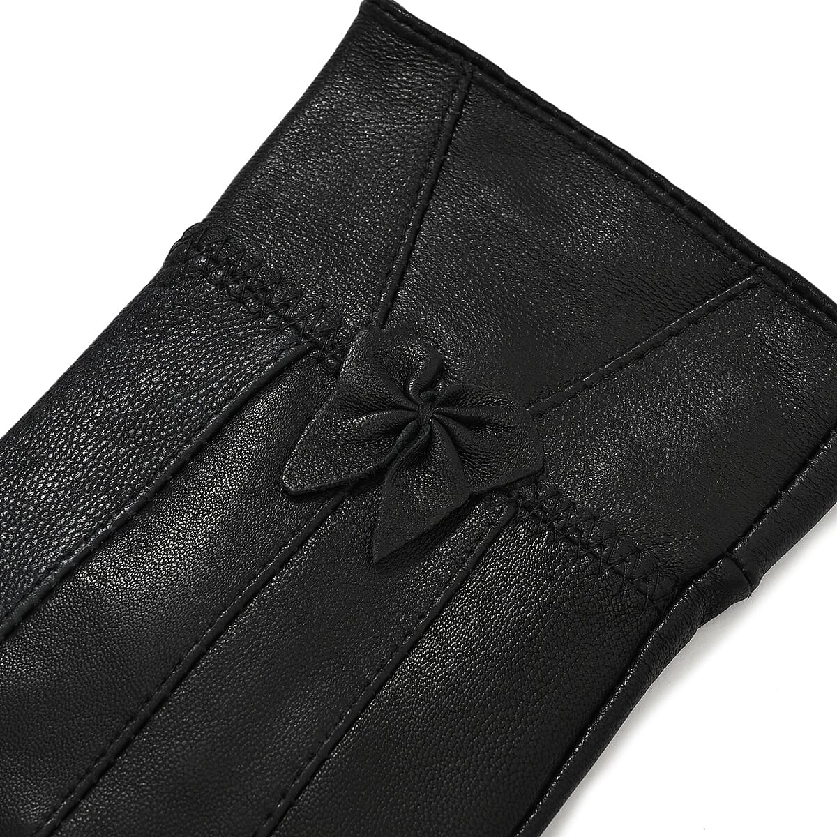 Black Sheep Leather Gloves with First 2 Fingers Screen Touchable image number 2
