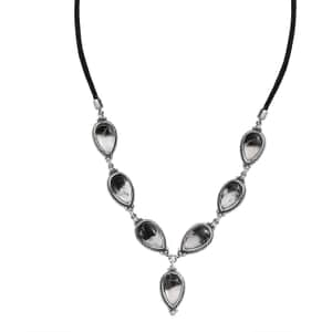 Artisan Crafted White Buffalo 28.00 ctw Necklace in Sterling Silver and Black Leather Cord 18-20 Inches