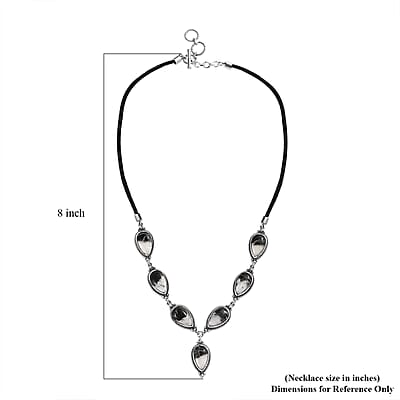 Artisan Crafted White Buffalo 28.00 ctw Necklace in Sterling Silver and Black Leather Cord 18-20 Inches