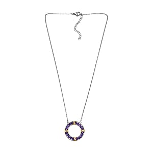 Karis African Amethyst 10.00 ctw Circle Necklace 18K YG Plated, Platinum Bond and Stainless Steel 18-20 Inches