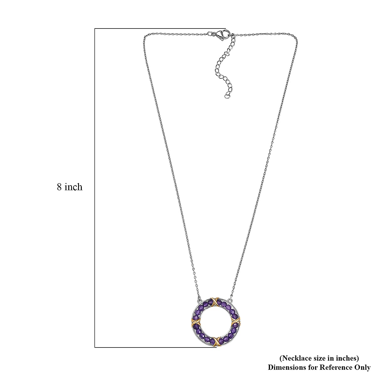 Karis African Amethyst 10.00 ctw Circle Necklace 18K YG Plated, Platinum Bond and Stainless Steel 18 Inches image number 5